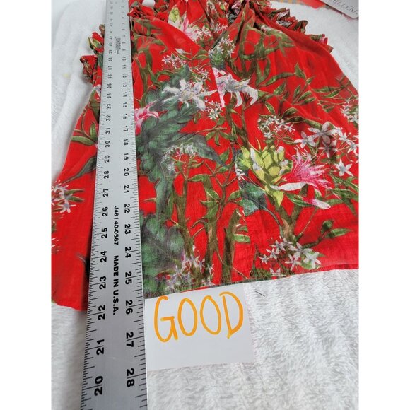 Isabel Marant Étoile Women Floral Sleeveless Ruffle Blouse Top Size 36 Red Green - Picture 8 of 8